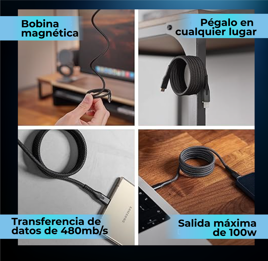 ¡EXCLUSIVO! MagRoll® Cable Magnético De Carga Rápida Para Móvil